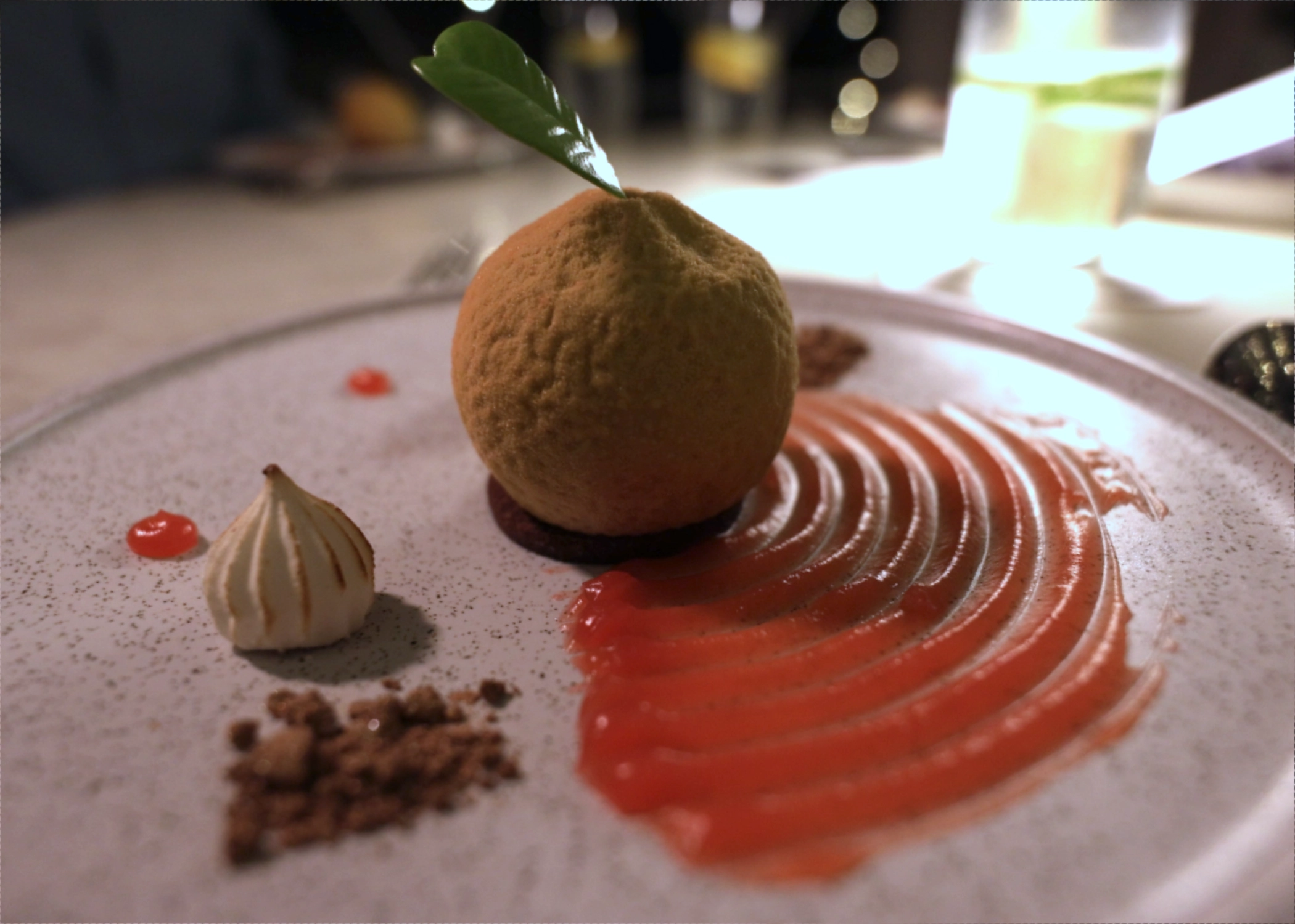 Citrus Illusion dessert styled as a whole orange
