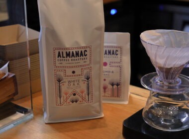 Robbie Lynch of Almanac Coffee brewing specialty coffee at Cubik cafe Brisbane